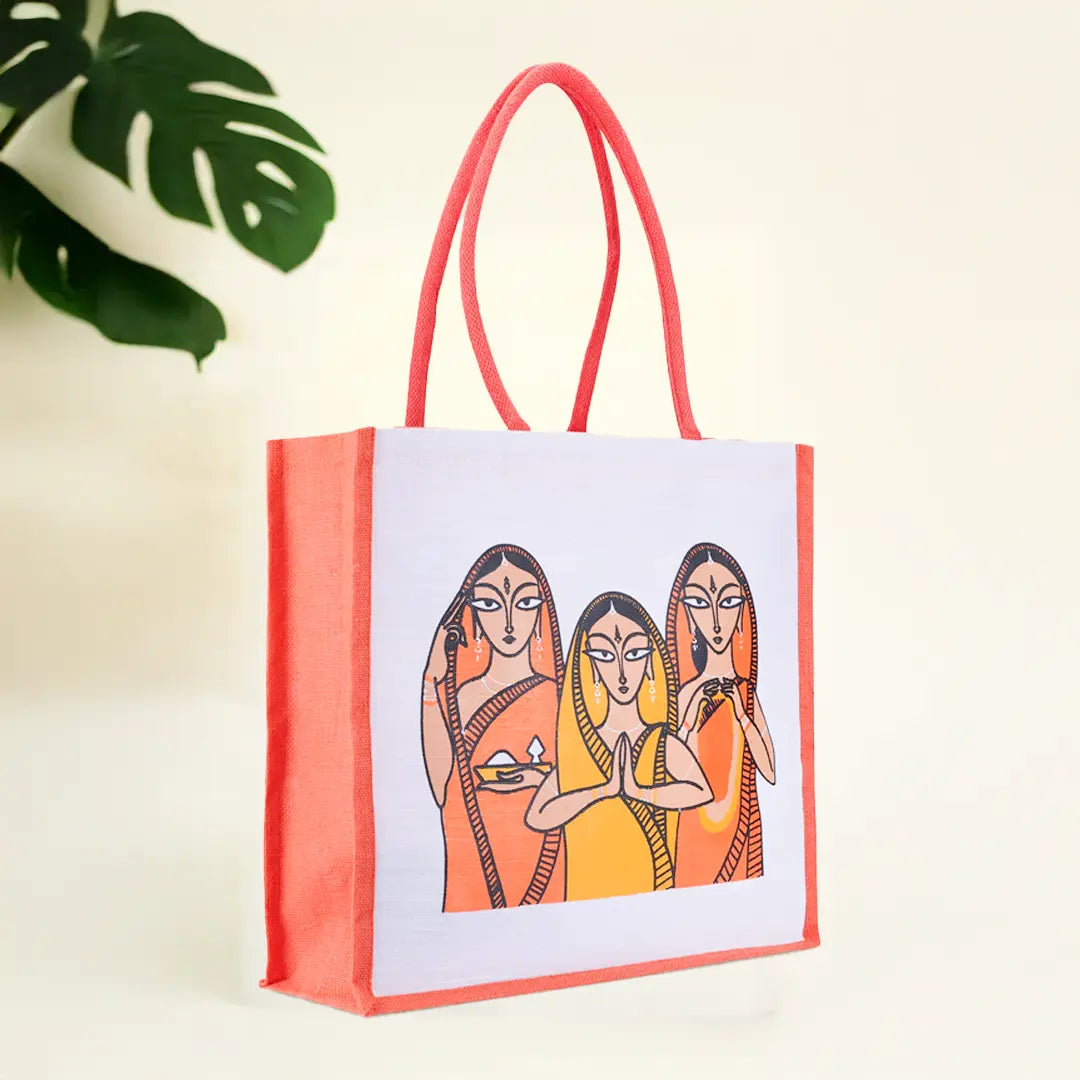 3 Woman Jute Shopping Bag