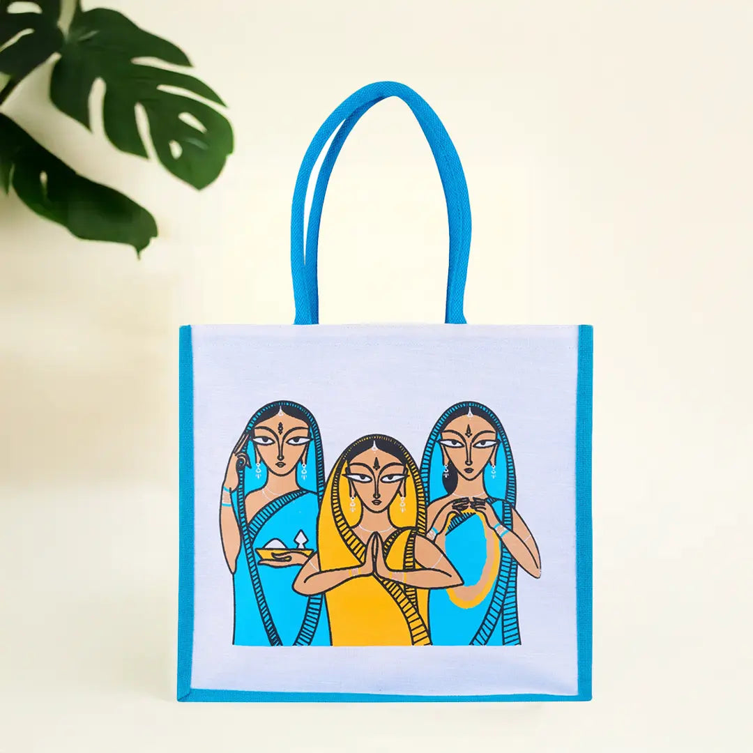 3 Woman Jute Shopping Bag