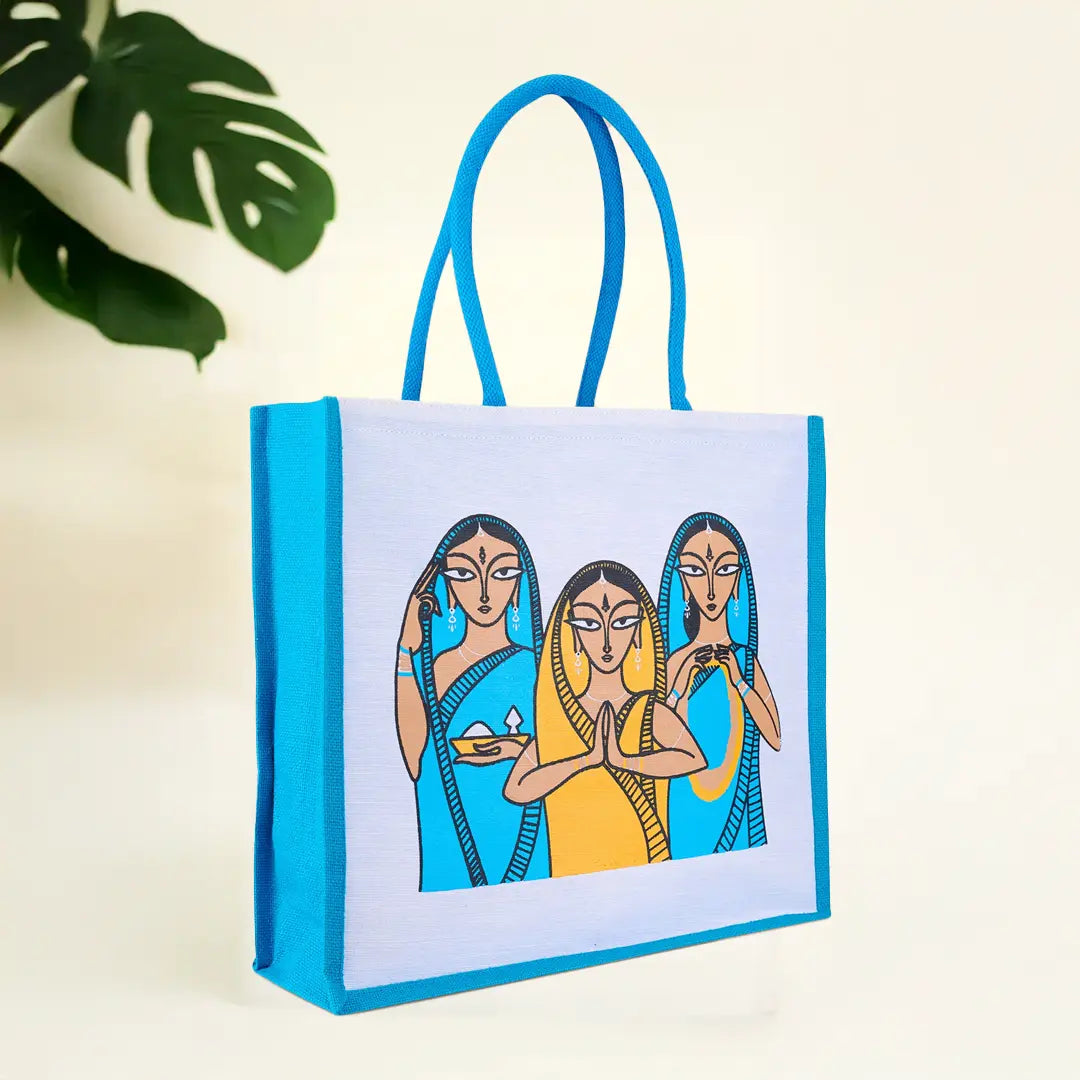 3 Woman Jute Shopping Bag