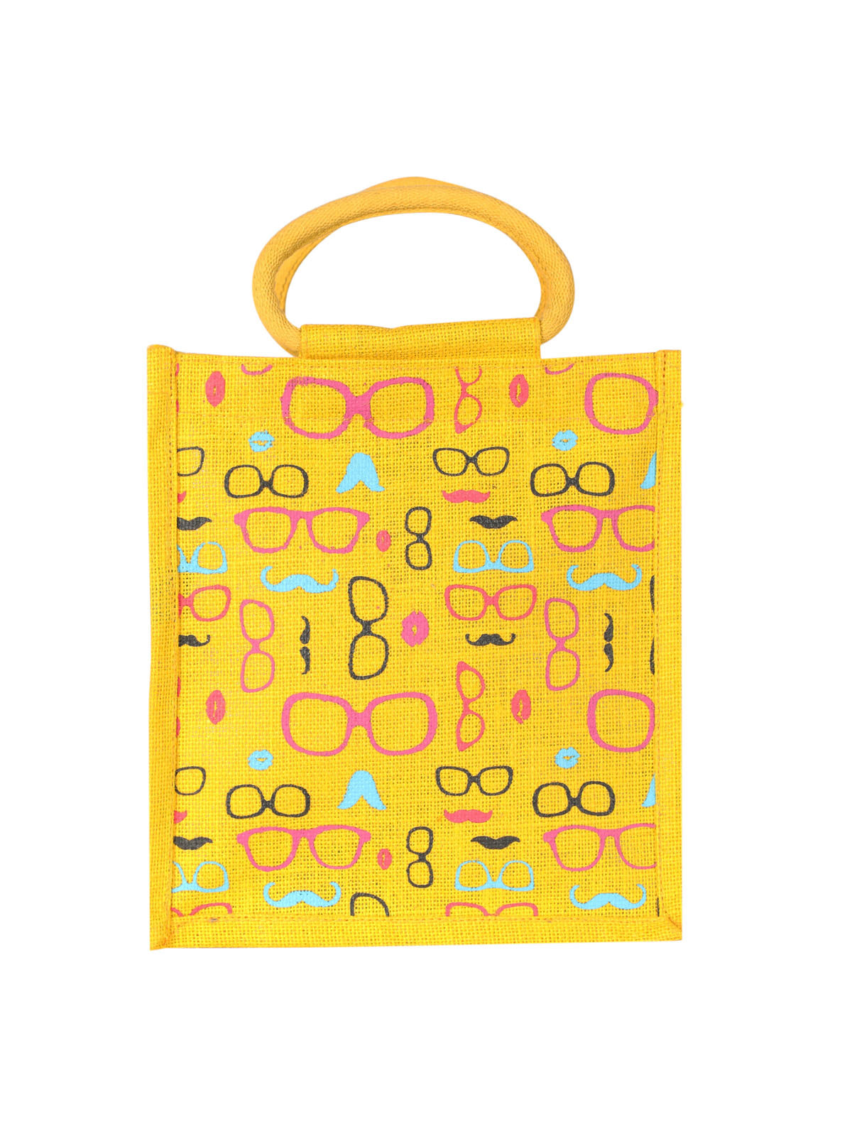 11 X 10 X 7 - SPEC MOUSTACHE PRINT ZIPPER LUNCH (B-201-YELLOW)