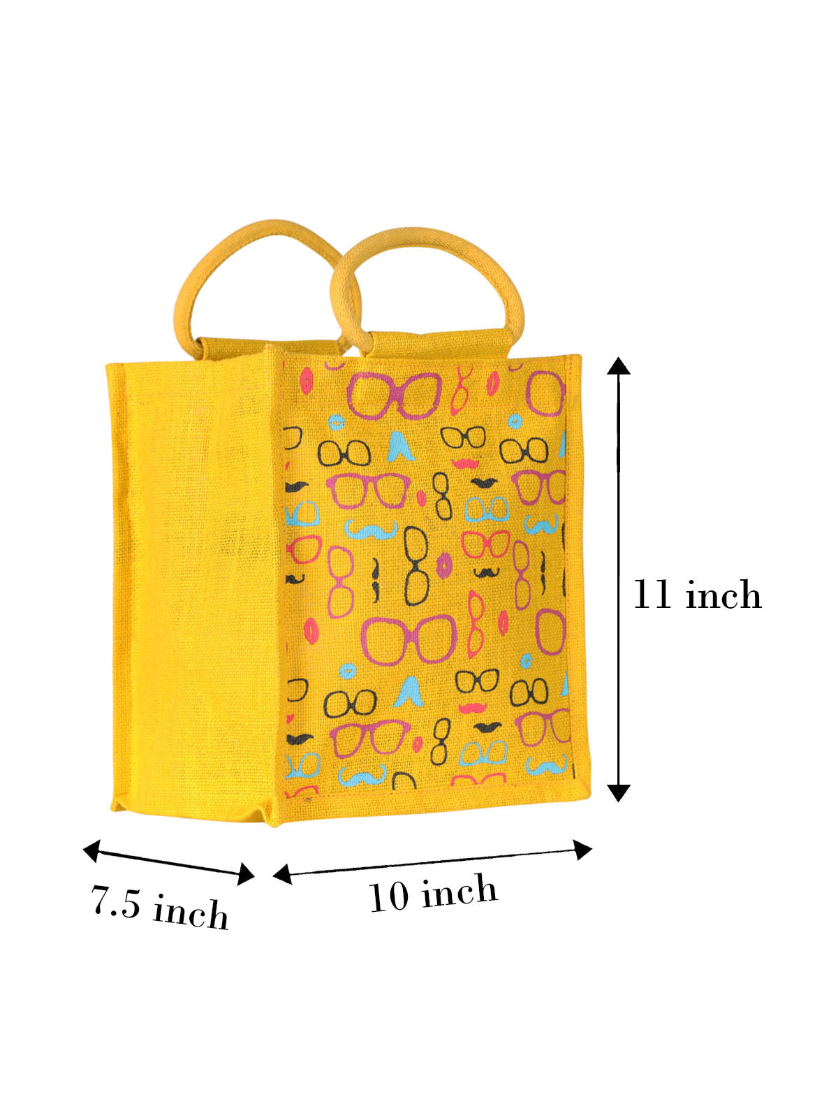 11 X 10 X 7 - SPEC MOUSTACHE PRINT ZIPPER LUNCH (B-201-YELLOW)