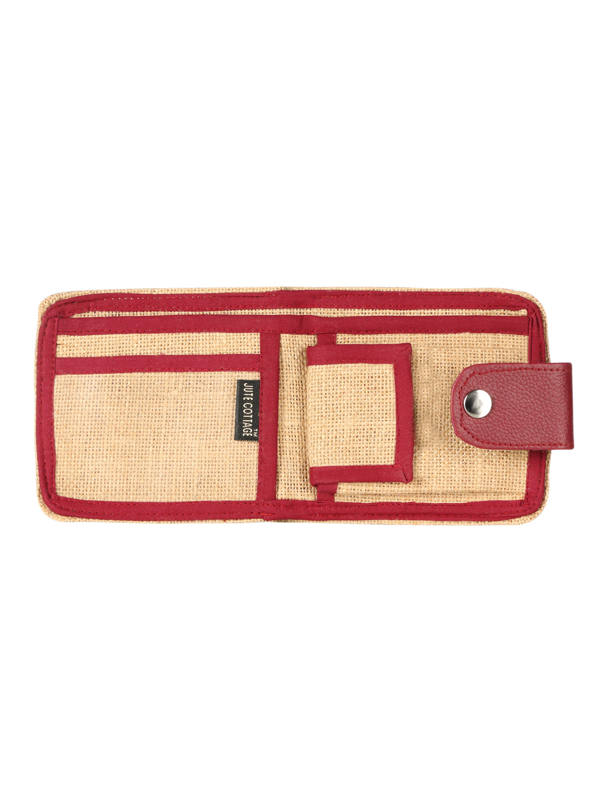 JUTE COTTAGE WALLET 2 FOLD FLAP, SUSTAINABLE, ECO-FRIENDLY, 100% GENUINE, STYLISH JUTE WALLET (NATURAL/MAROON 4X4.5)
