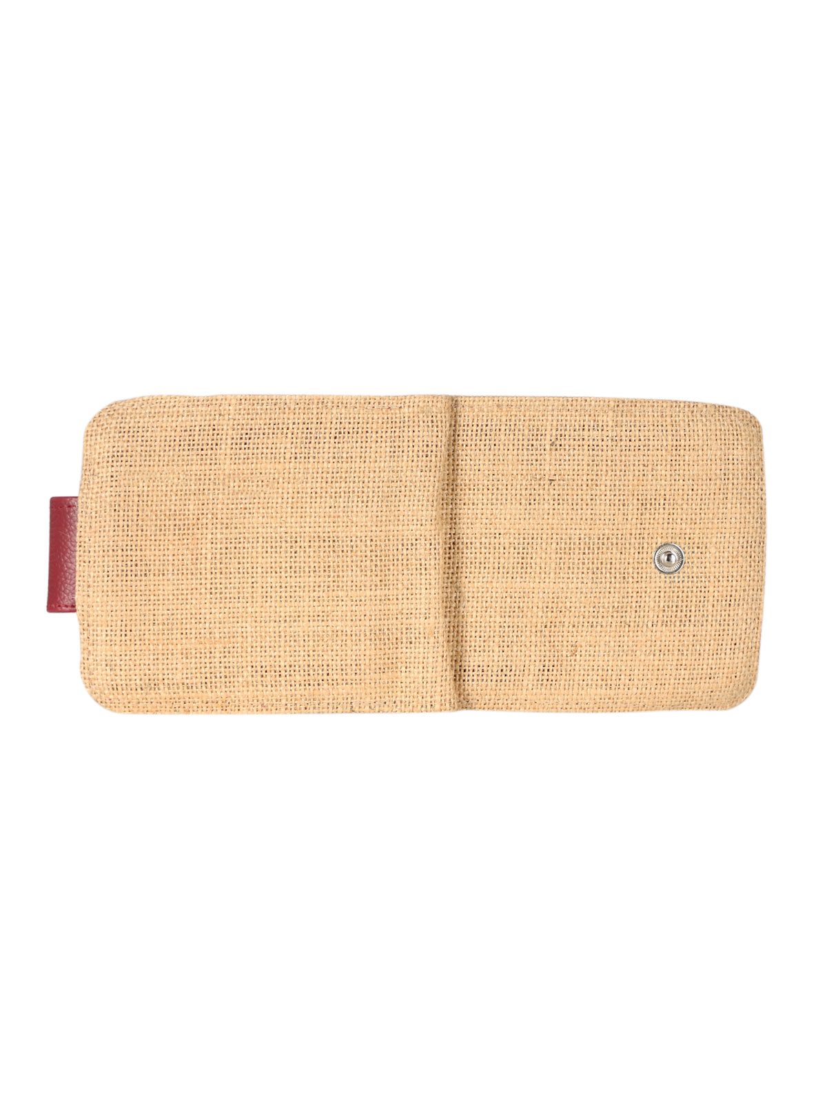 JUTE COTTAGE WALLET 2 FOLD FLAP, SUSTAINABLE, ECO-FRIENDLY, 100% GENUINE, STYLISH JUTE WALLET (NATURAL/MAROON 4X4.5)