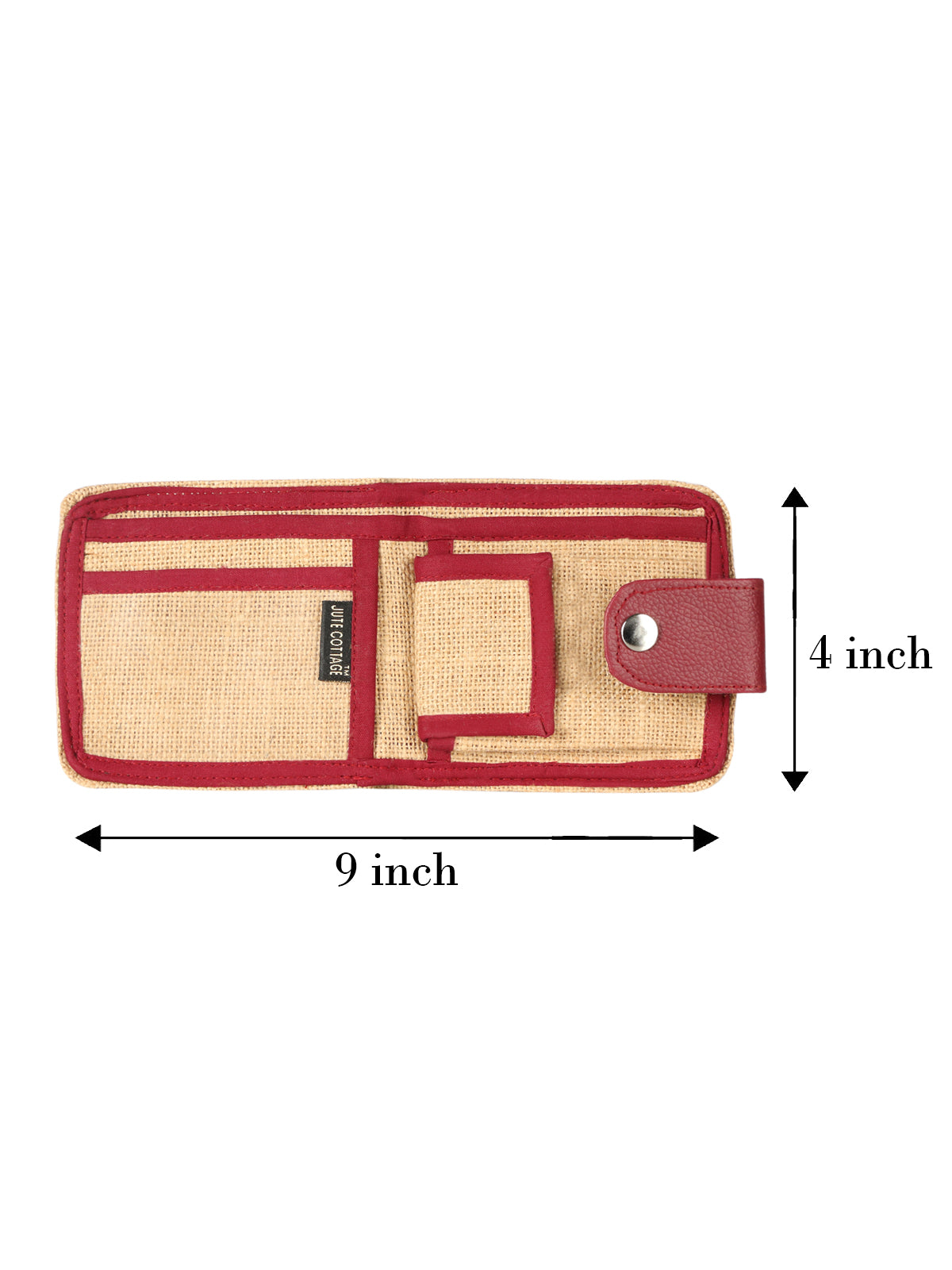 JUTE COTTAGE WALLET 2 FOLD FLAP, SUSTAINABLE, ECO-FRIENDLY, 100% GENUINE, STYLISH JUTE WALLET (NATURAL/MAROON 4X4.5)
