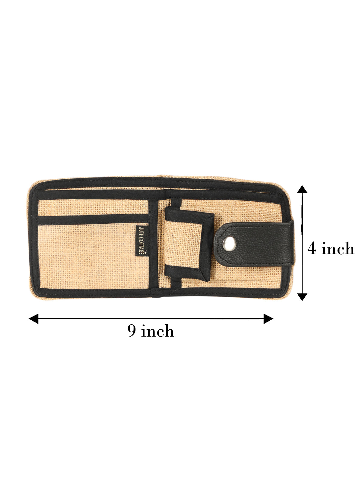JUTE COTTAGE WALLET 2 FOLD FLAP, SUSTAINABLE, ECO-FRIENDLY, 100% GENUINE, STYLISH JUTE WALLET (NATURAL/BLACK 4X4.5)