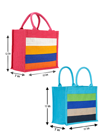Combo of 10X12 MULTICOLOR LUNCH ZIPPER (B-080-PINK) and 10X12 MULTICOLOR LUNCH ZIPPER (B-080-TURQUOISE BLUE)