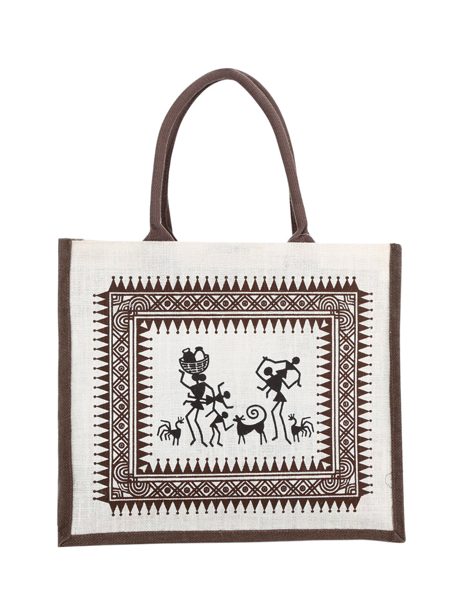 14 X 16 X 7 - WARLI PRINT BAG (B-059-BROWN)