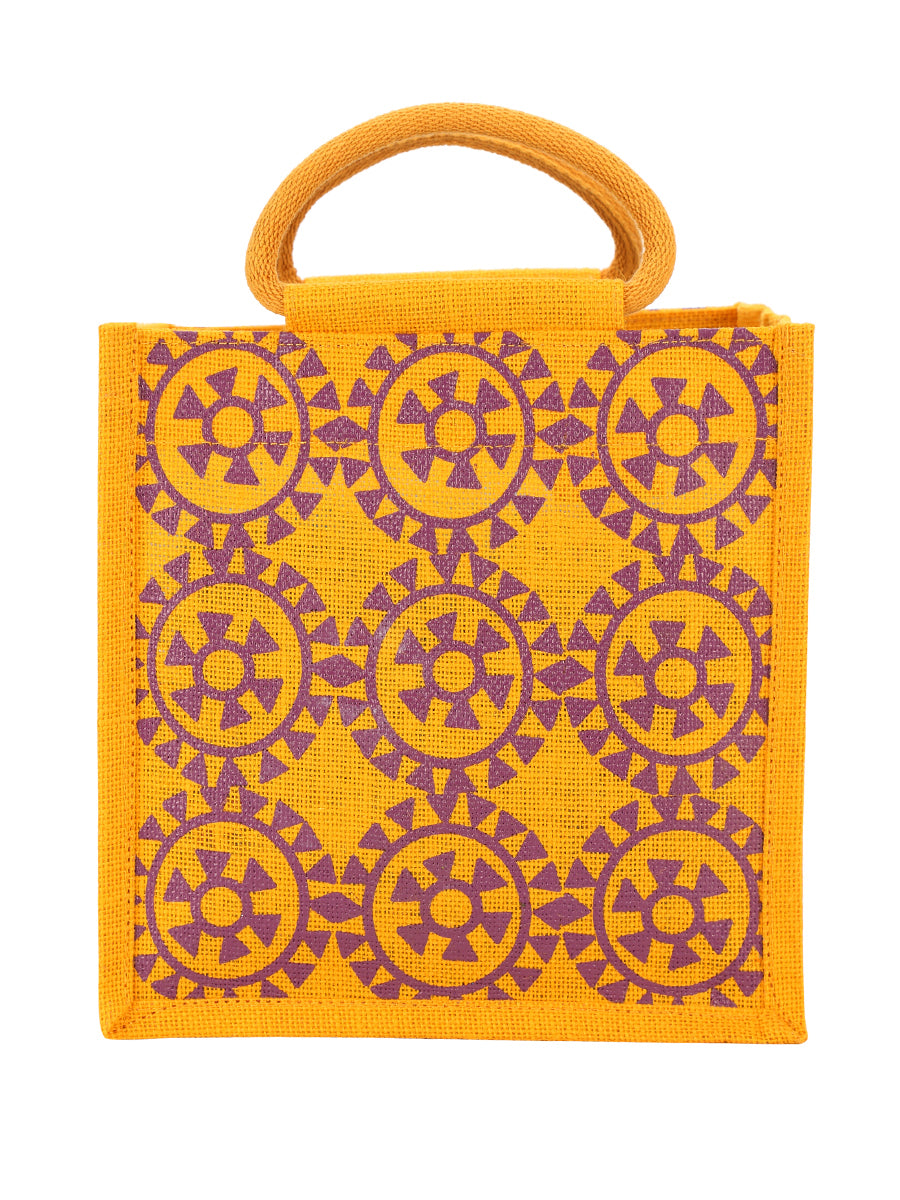 10 X 10 X 7 - ROUND PRINT ALL OVER LUNCH ZIPPER (B-048-YELLOW)