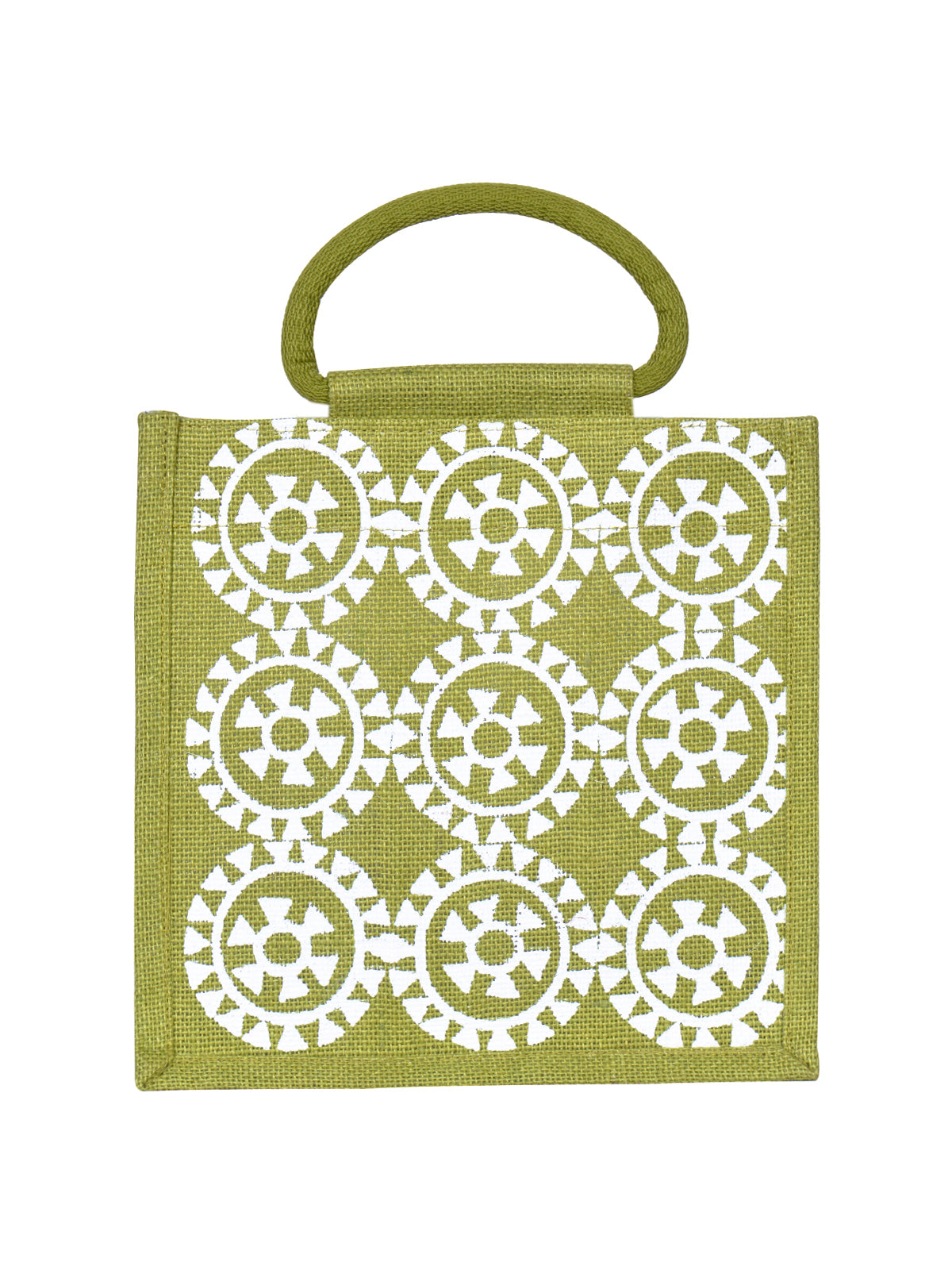 10 X 10 X 7 - ROUND PRINT ALL OVER LUNCH ZIPPER (B-048-OLIVE GREEN)