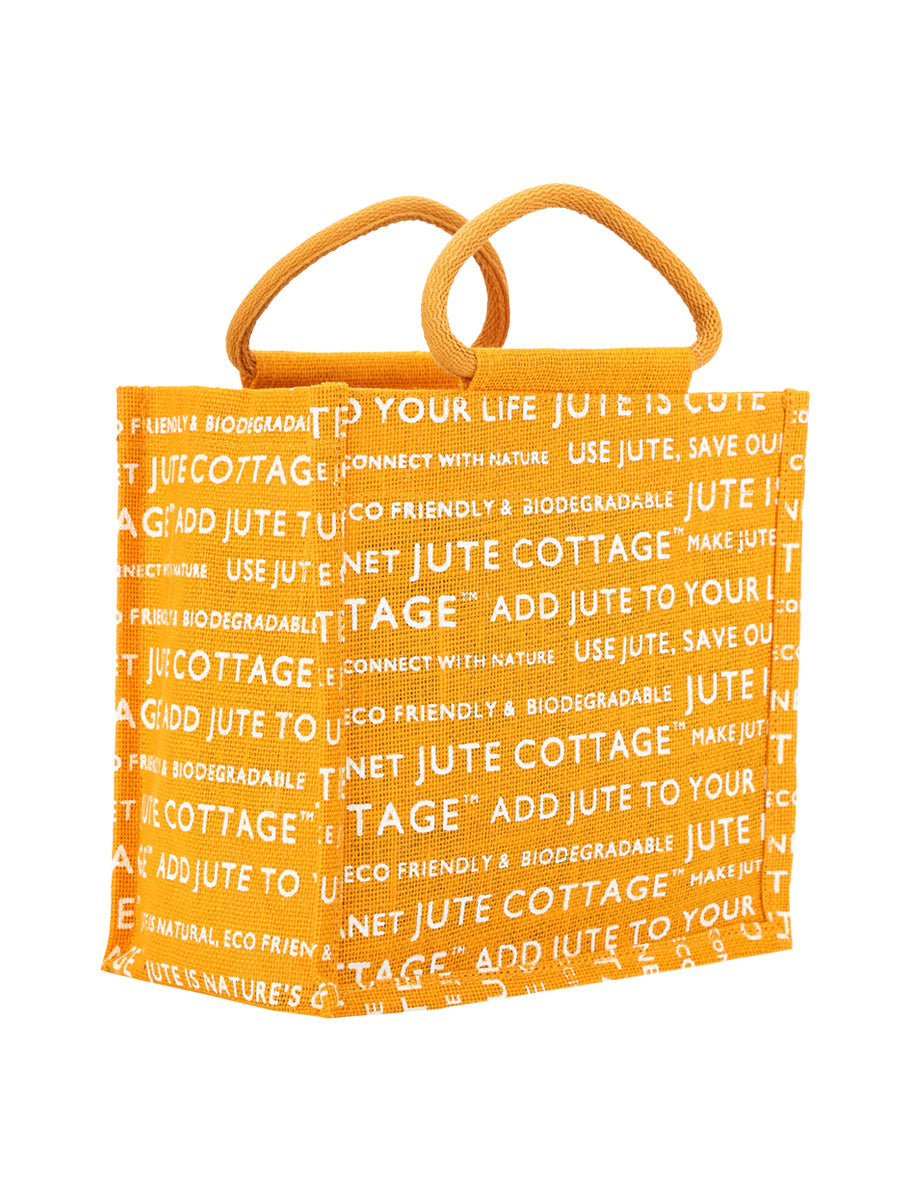 10 X 10 X 7 - JUTE COTTAGE PRINT LUNCH BAG (B-053-GREEN)