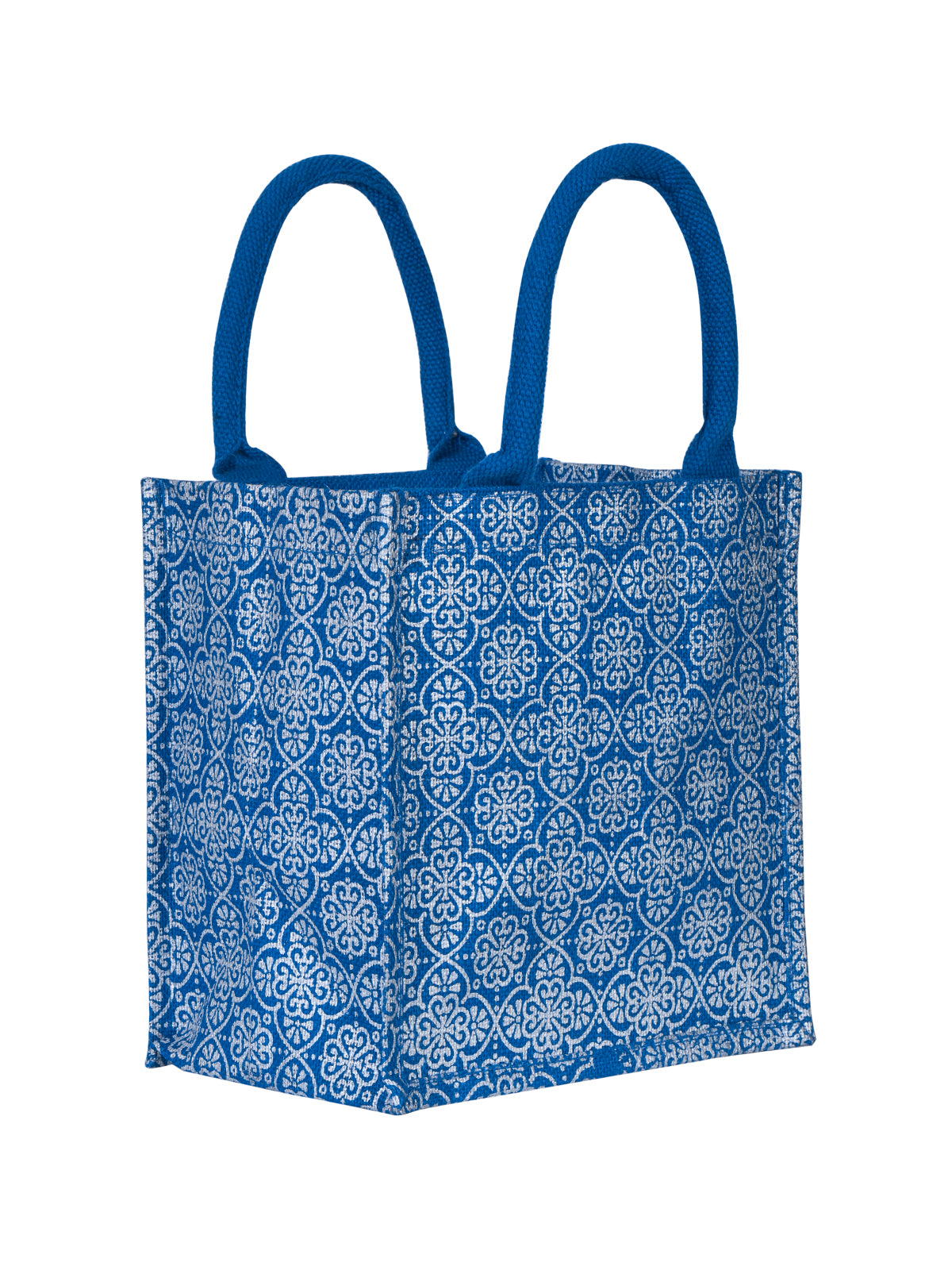 JUTE COTTAGE MUGHAL PRINT ZIPPER LUNCH BAG, SUSTAINABLE, ECO-FRIENDLY, 100% GENUINE JUTE, STYLISH (RED 10X10X7)