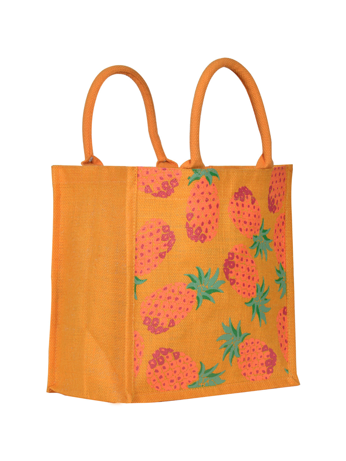 12 X 12 X 7 - PINEAPPLE PRINT LUNCH BAG (B-136-NATURAL)