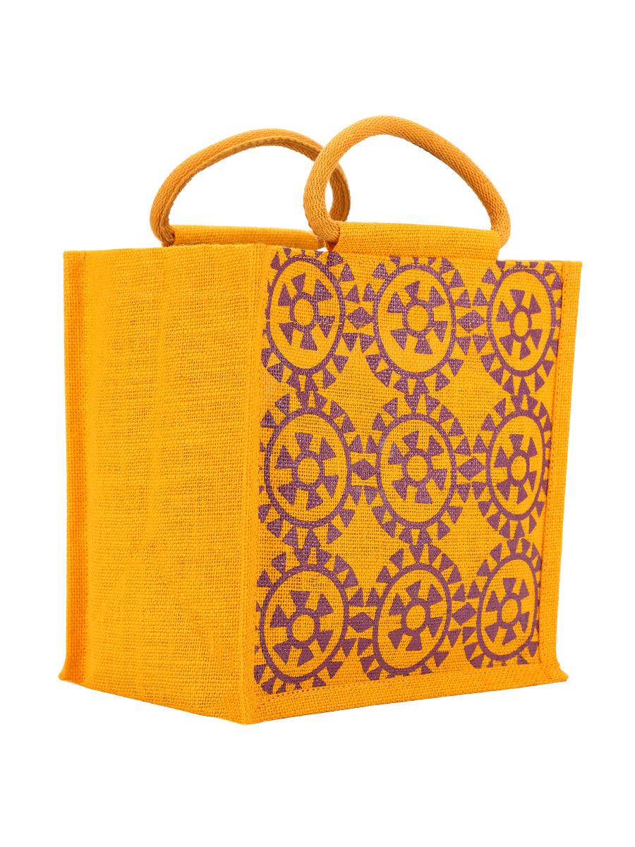10 X 10 X 7 - ROUND PRINT ALL OVER LUNCH ZIPPER (B-048-YELLOW)
