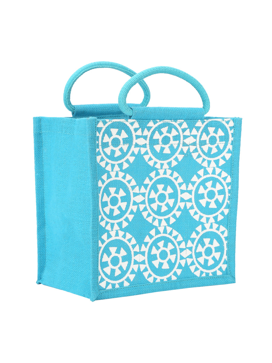 10 X 10 X 7 - ROUND PRINT ALL OVER LUNCH ZIPPER (B-048-BRIGHT BLUE)