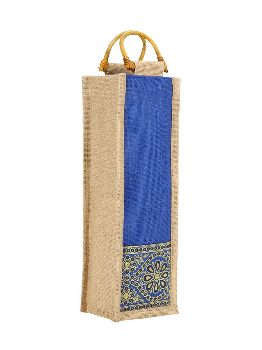 BOTTLE BAG WITH LACE / PRINT (B-010-BRIGHT BLUE)