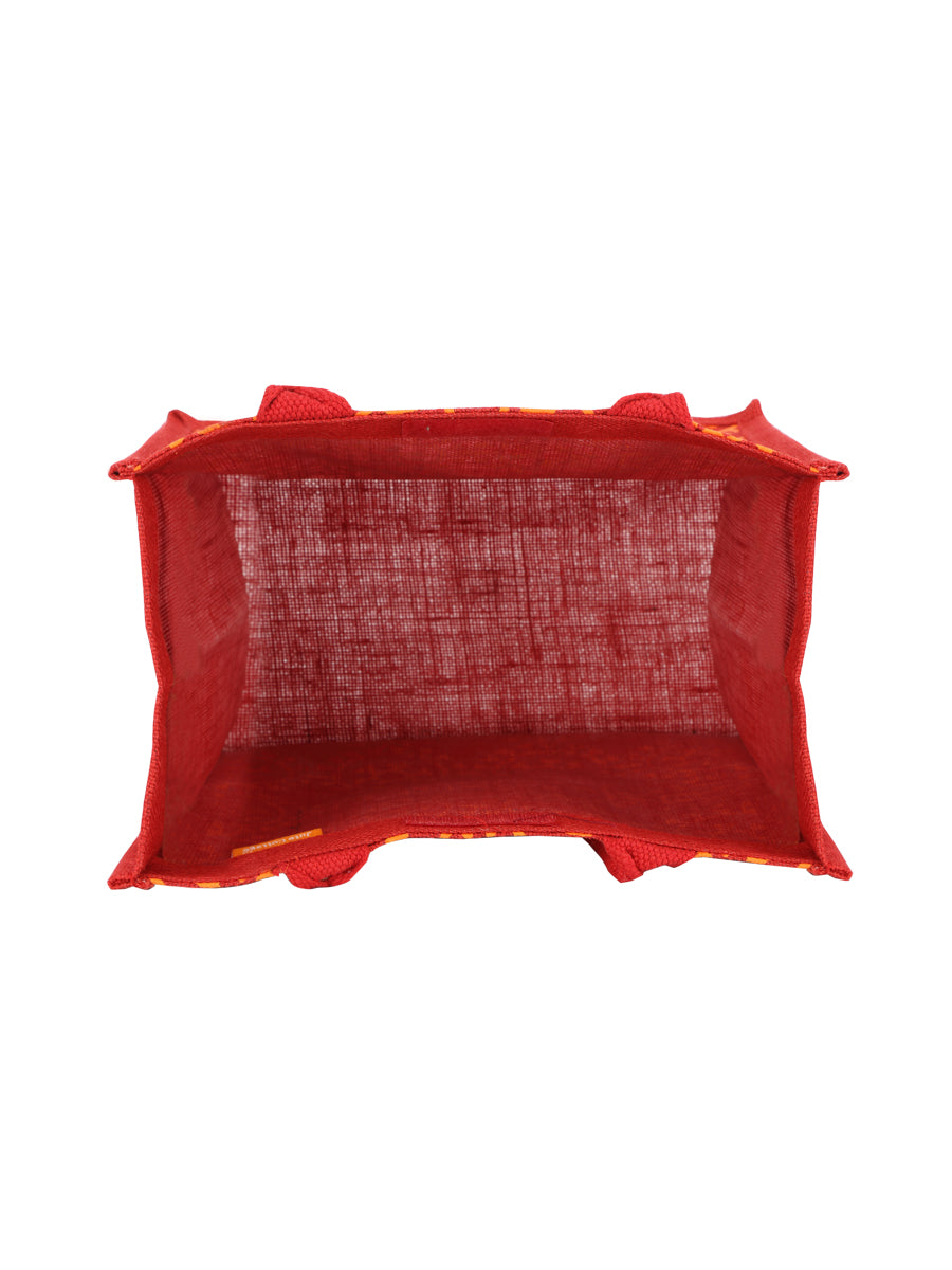 12 X 12 X 7 - ROUND PRINT ALL OVER LUNCH BAG (B-055-RED)