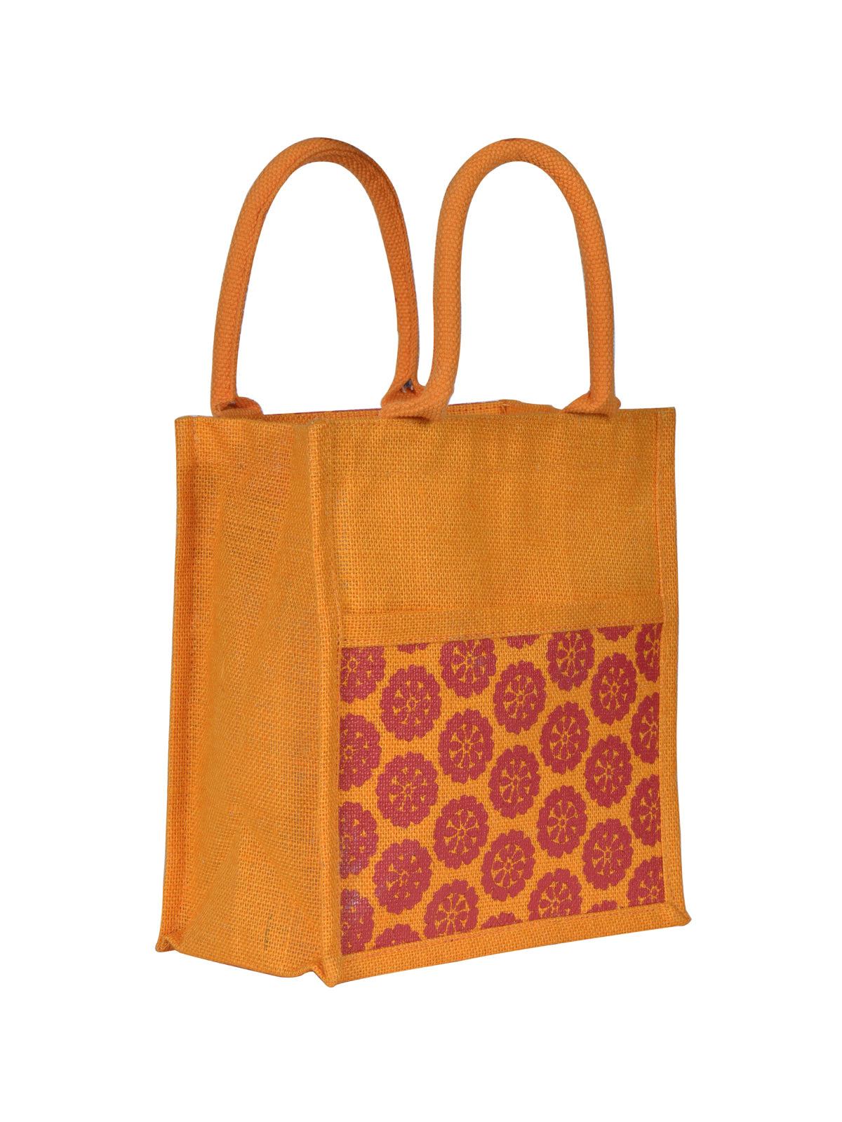 JUTE COTTAGE POCKET ZIPPER LUNCH BAG, SUSTAINABLE, ECO-FRIENDLY, 100% GENUINE JUTE, STYLISH (HOT PINK 11X10X7)
