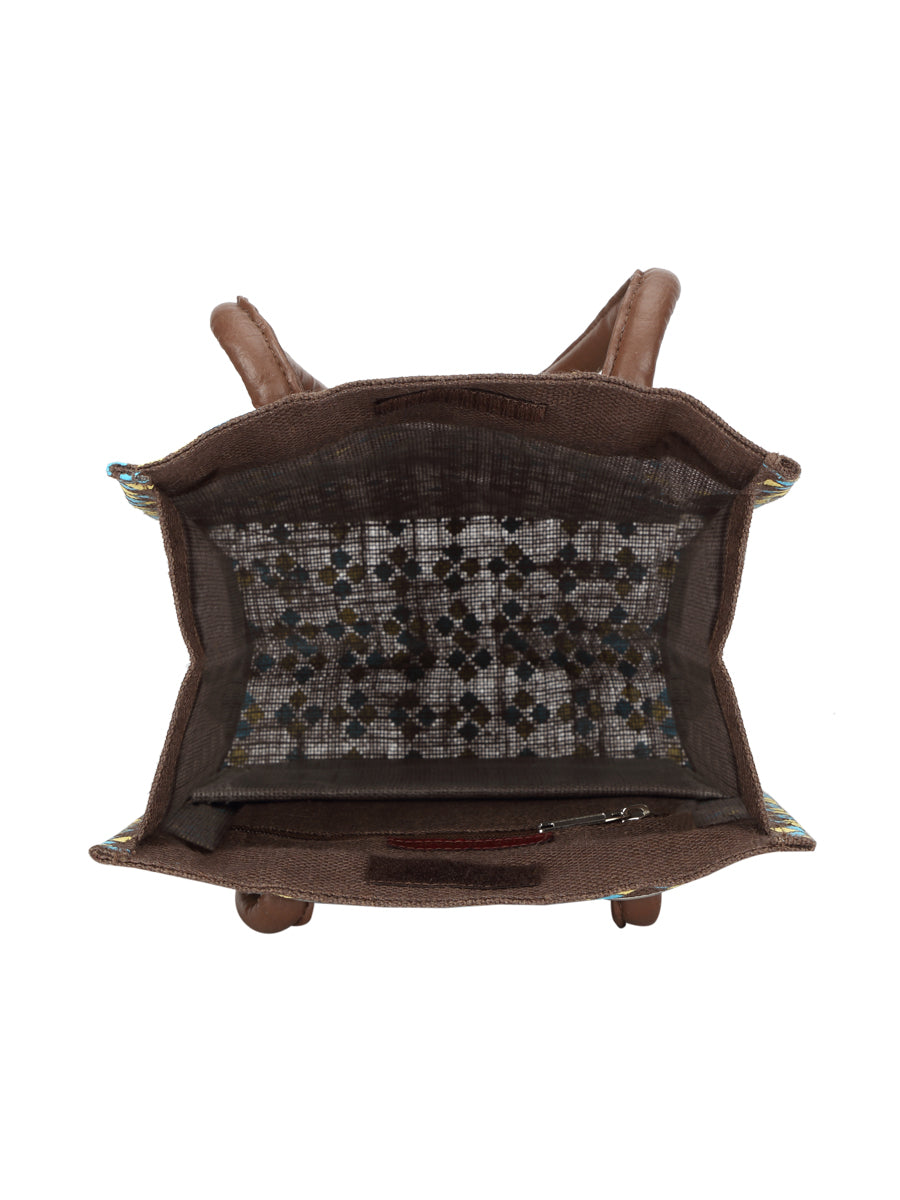 13 X 10 X 8 - DIAMOND PRINT BIG EYELET LUNCH WITH BOTTOM BOARD (B-043-BROWN)