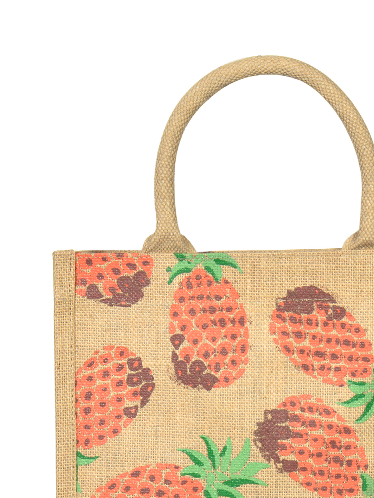 12 X 12 X 7 - PINEAPPLE PRINT LUNCH BAG (B-136-NATURAL)