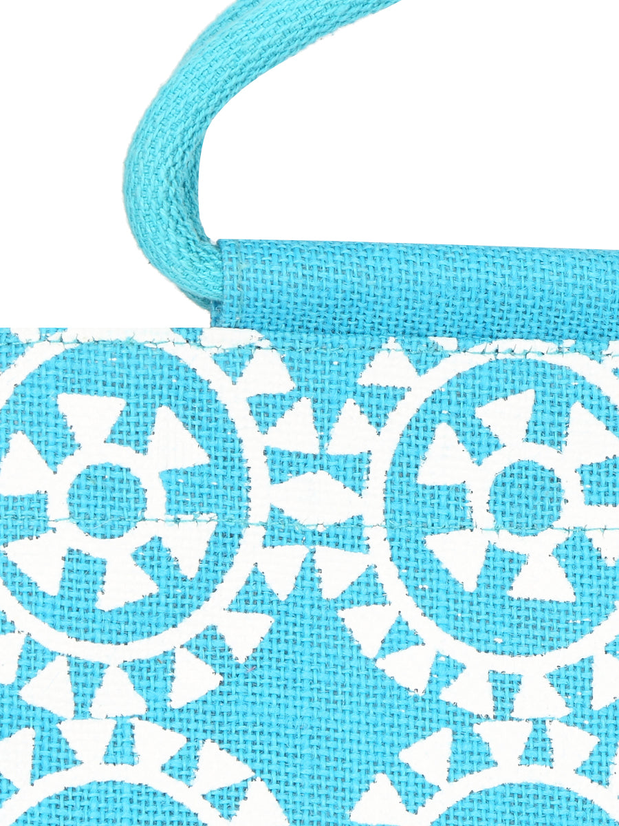 10 X 10 X 7 - ROUND PRINT ALL OVER LUNCH ZIPPER (B-048-TURQUOISE BLUE)