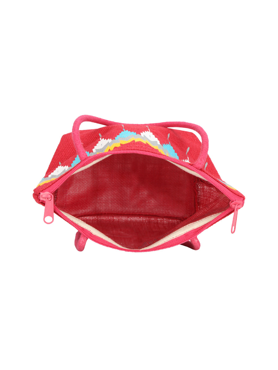 Ikkat print Mini Wristlet jute bag(D-lock)