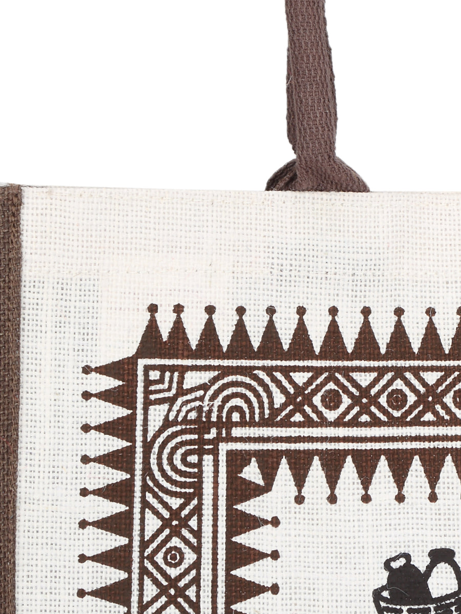 14 X 16 X 7 - WARLI PRINT BAG (B-059-BROWN)