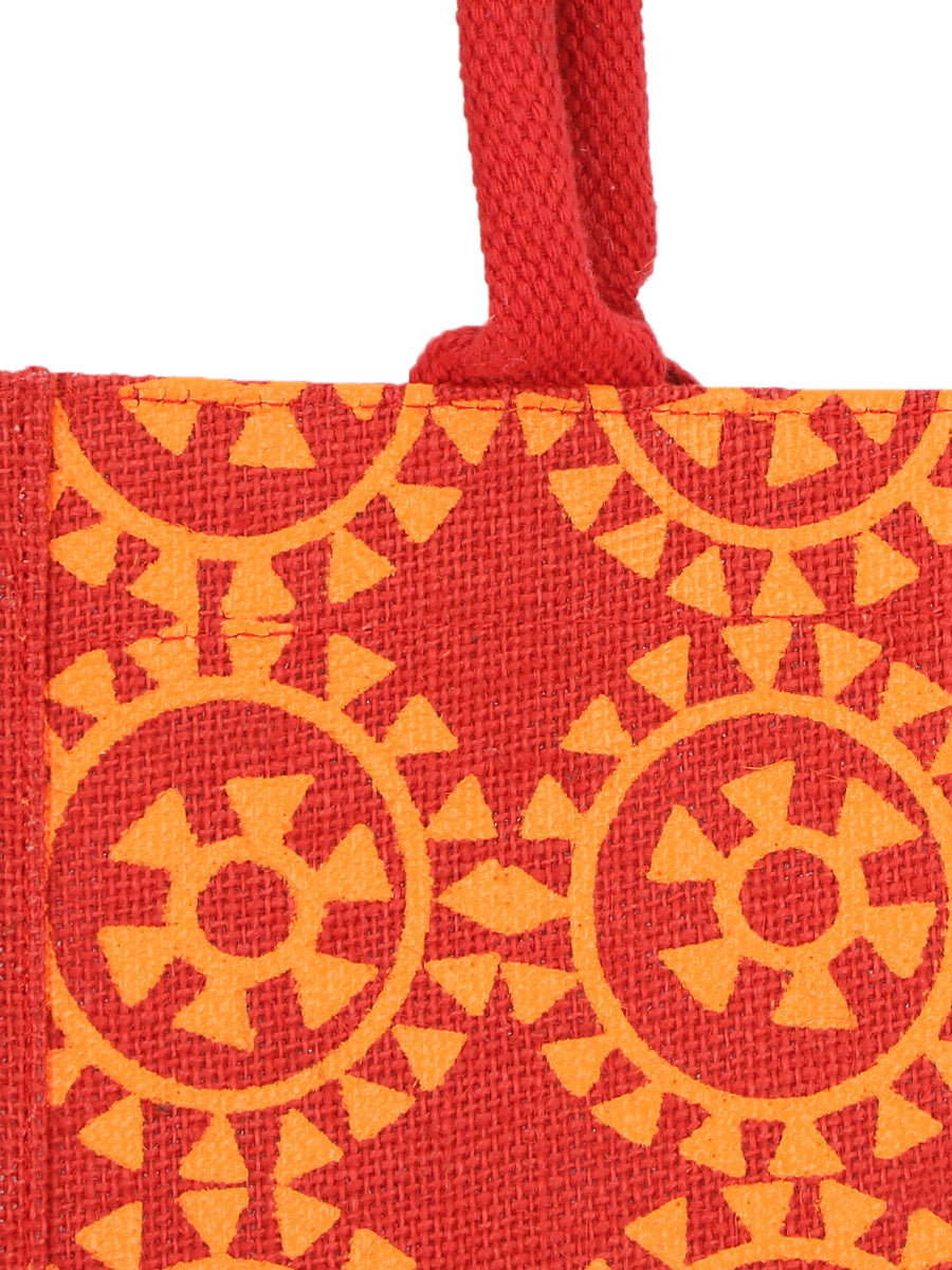 12 X 12 X 7 - ROUND PRINT ALL OVER LUNCH BAG (B-055-RED)