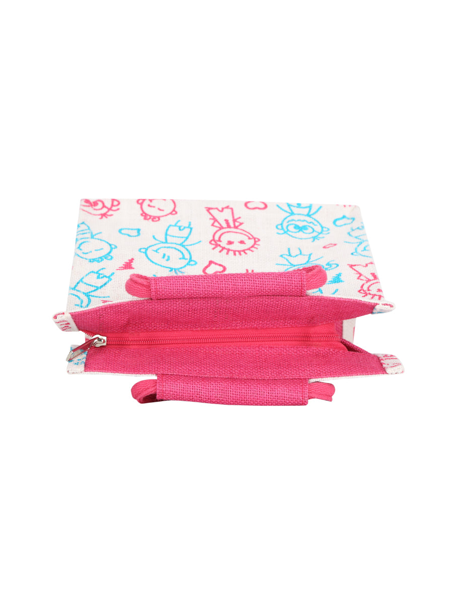 10 X 10 X 6 - CHILDREN PRINT ZIPPER LUNCH (B-045-PINK)