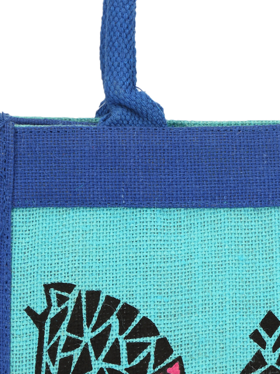12 X 11 X 7 - DOUBLE ZEBRA PRINT LUNCH BAG (B-072-BRIGHT BLUE)