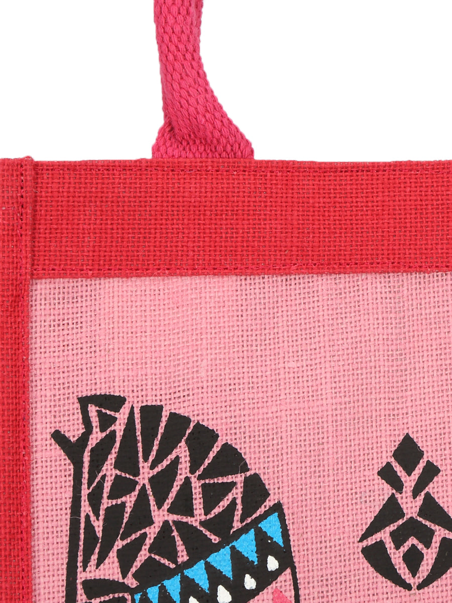12 X 11 X 7 - DOUBLE ZEBRA PRINT LUNCH BAG (B-072-PINK)