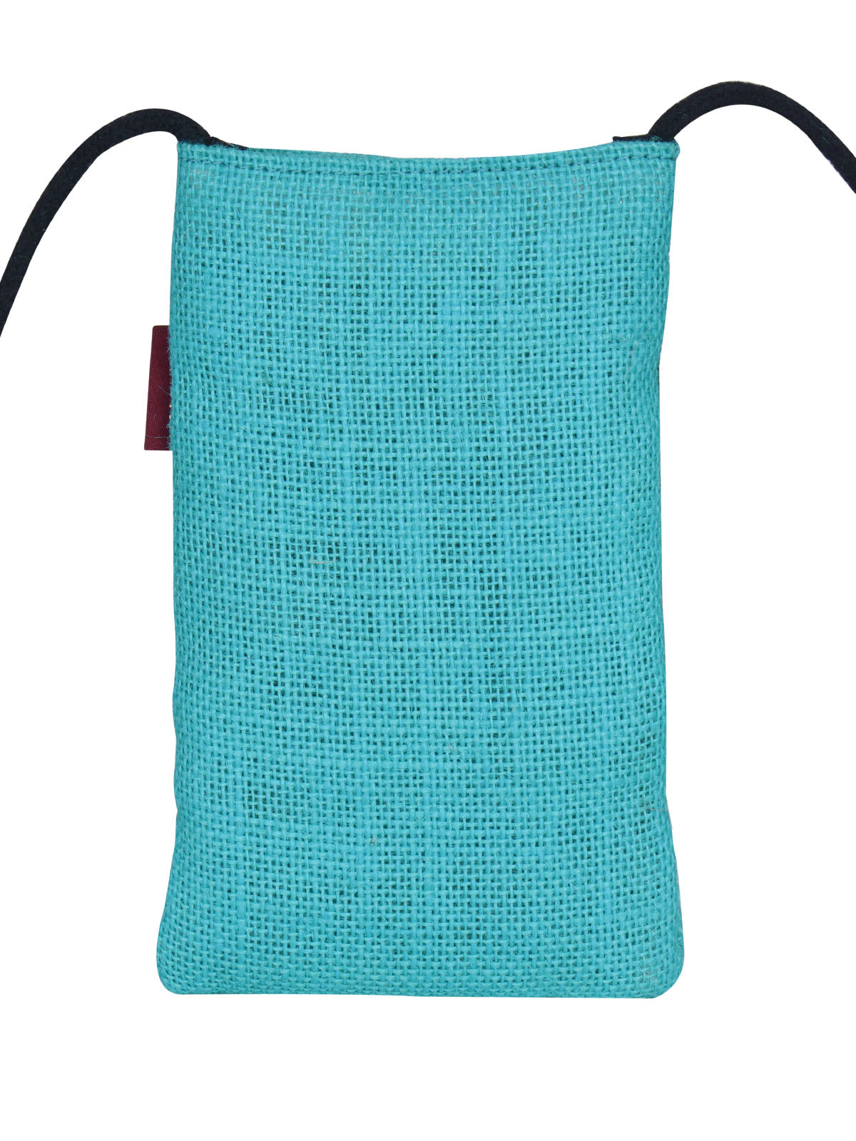 JUTE COTTAGE MOBILE SLING BAG WARLI PRINT, SUSTAINABLE, ECO-FRIENDLY, STYLISH, 100% GENUINE JUTE (TURQUOISE BLUE 7.5X4.5)