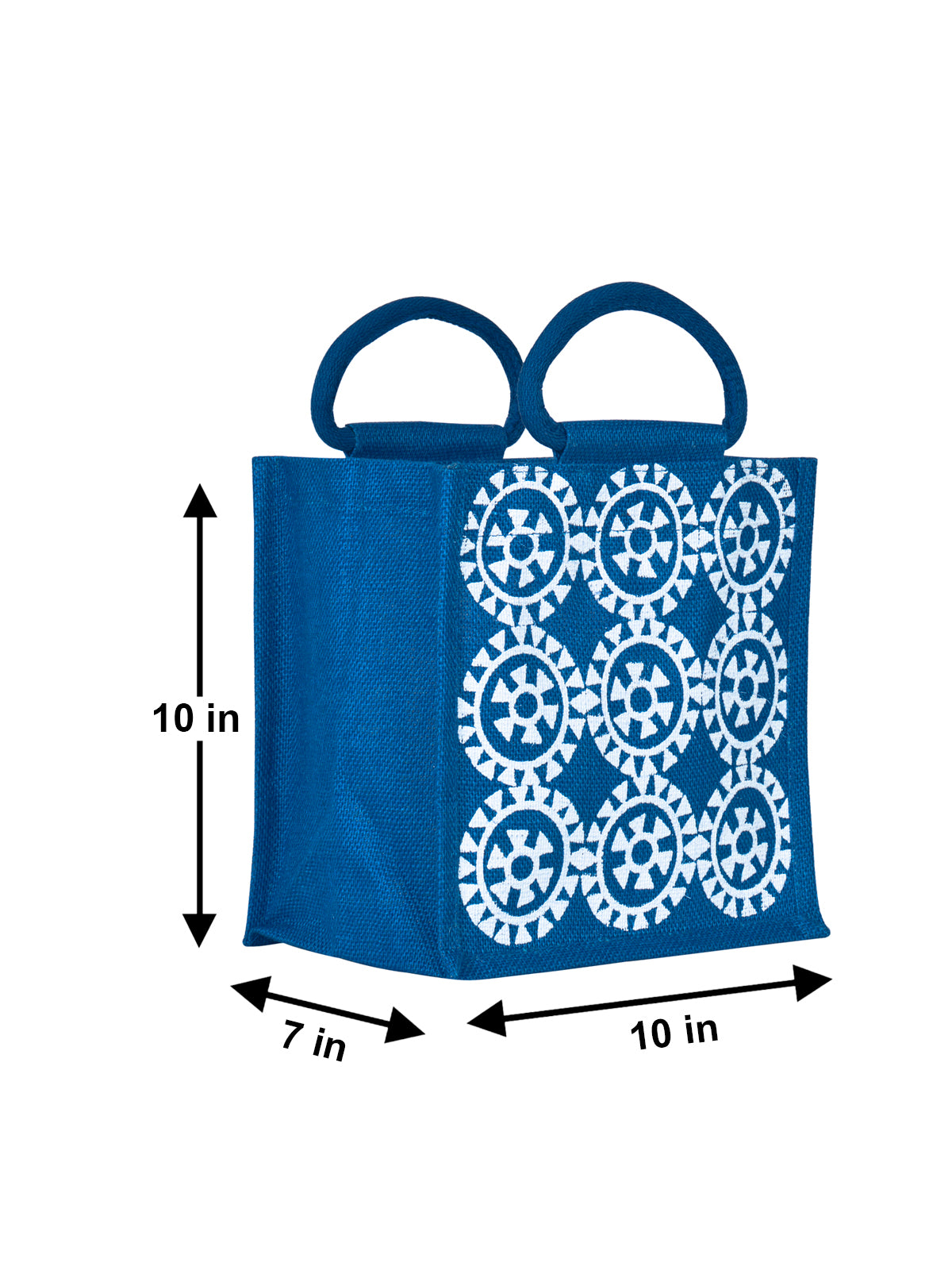 10 X 10 X 7 - ROUND PRINT ALL OVER LUNCH ZIPPER (B-048-BRIGHT BLUE)