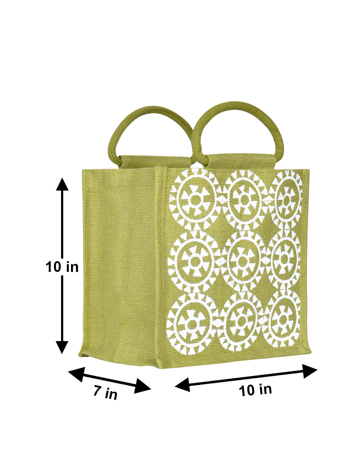 10 X 10 X 7 - ROUND PRINT ALL OVER LUNCH ZIPPER (B-048-OLIVE GREEN)