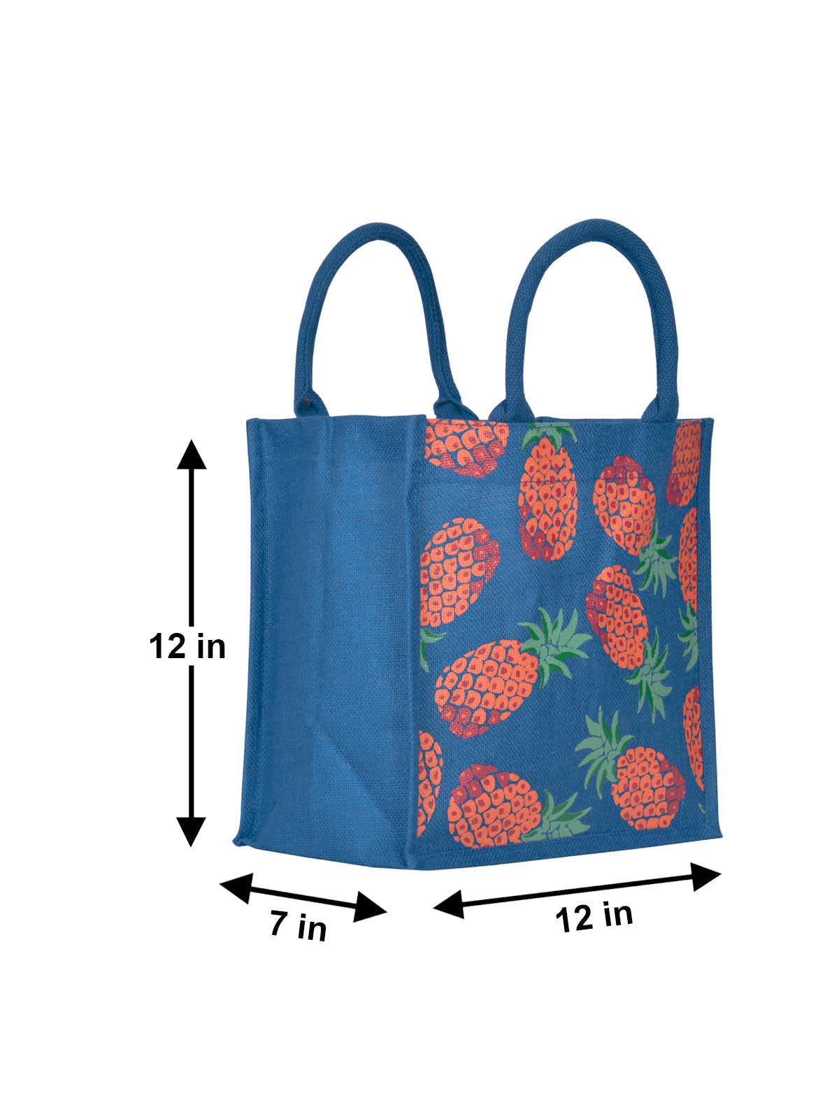 12 X 12 X 7 - PINEAPPLE PRINT LUNCH BAG (B-136-BLUE)