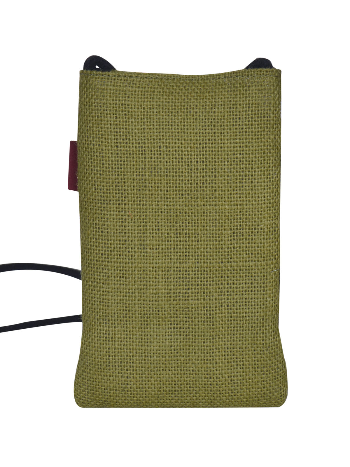 JUTE COTTAGE MOBILE SLING BAG WARLI PRINT, SUSTAINABLE, ECO-FRIENDLY, STYLISH, 100% GENUINE JUTE (GREEN 7.5X4.5)