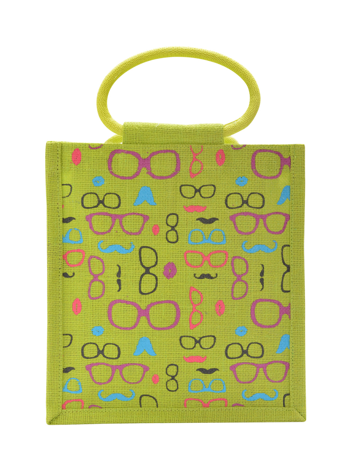 11 X 10 X 7 - SPEC MOUSTACHE PRINT ZIPPER LUNCH (B-201-GREEN)