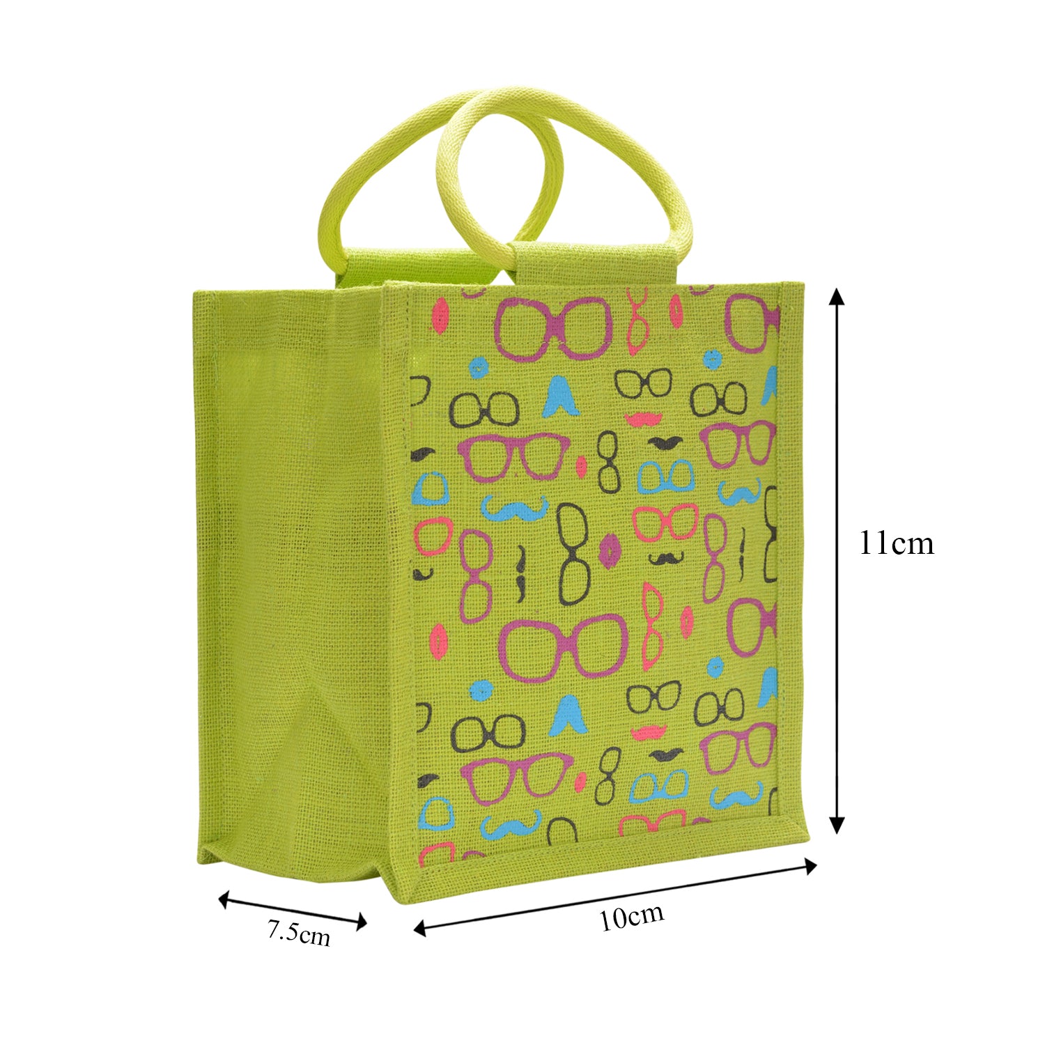 11 X 10 X 7 - SPEC MOUSTACHE PRINT ZIPPER LUNCH (B-201-GREEN)