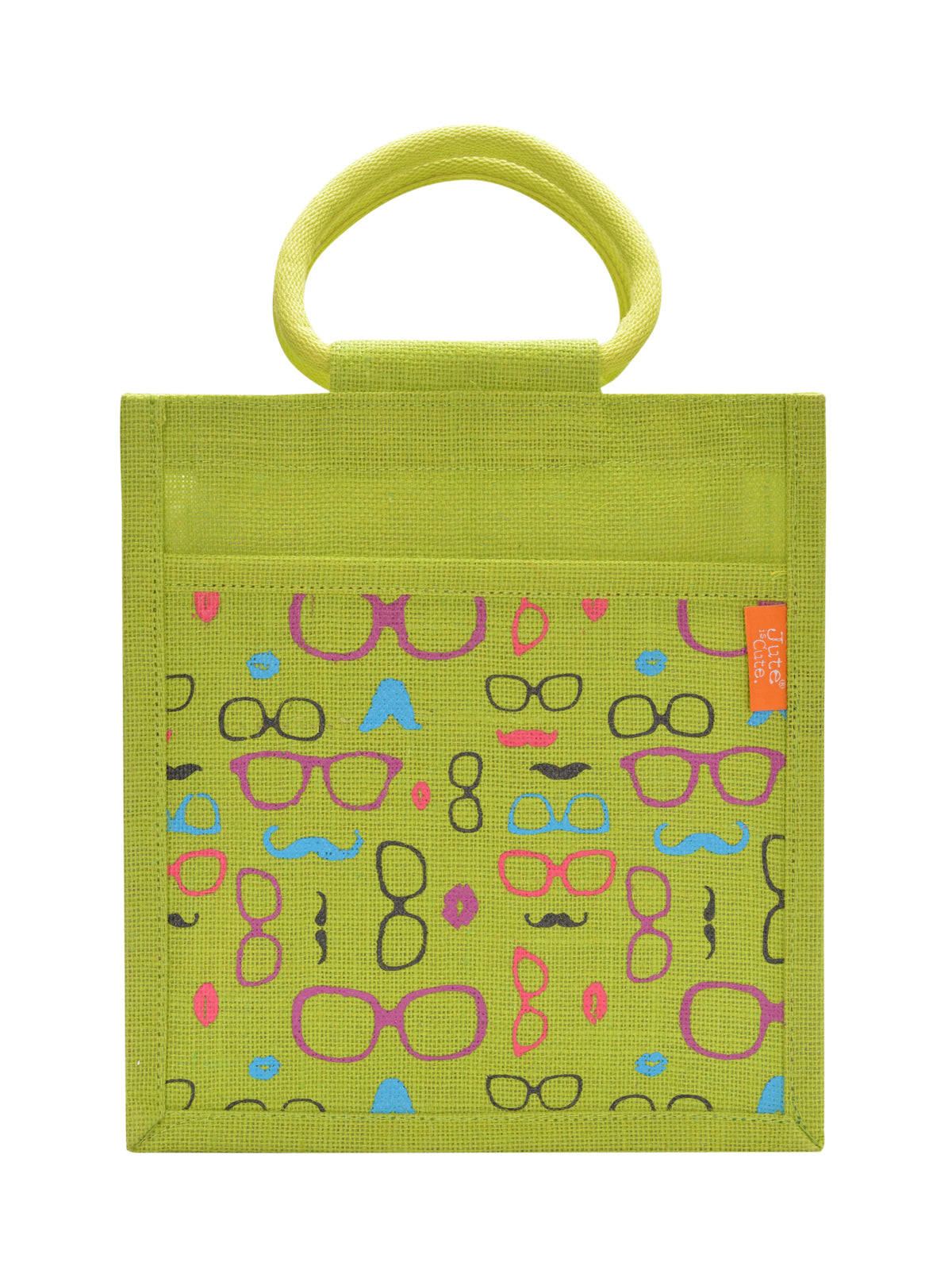 11 X 10 X 7 - SPEC MOUSTACHE PRINT ZIPPER LUNCH (B-201-GREEN)