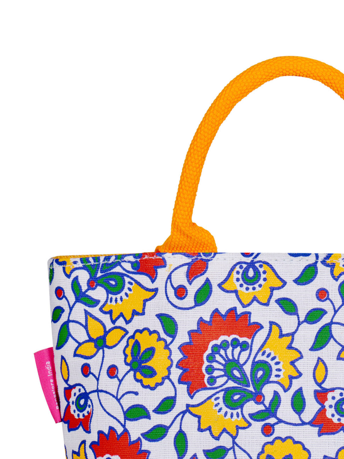 JUTE COTTAGE FLORAL PRINT JUCO ZIPPER LUNCH BAG, SUSTAINABLE, ECO-FRIENDLY, 100% GENUINE, STYLISH (YELLOW 9.5X12X4)