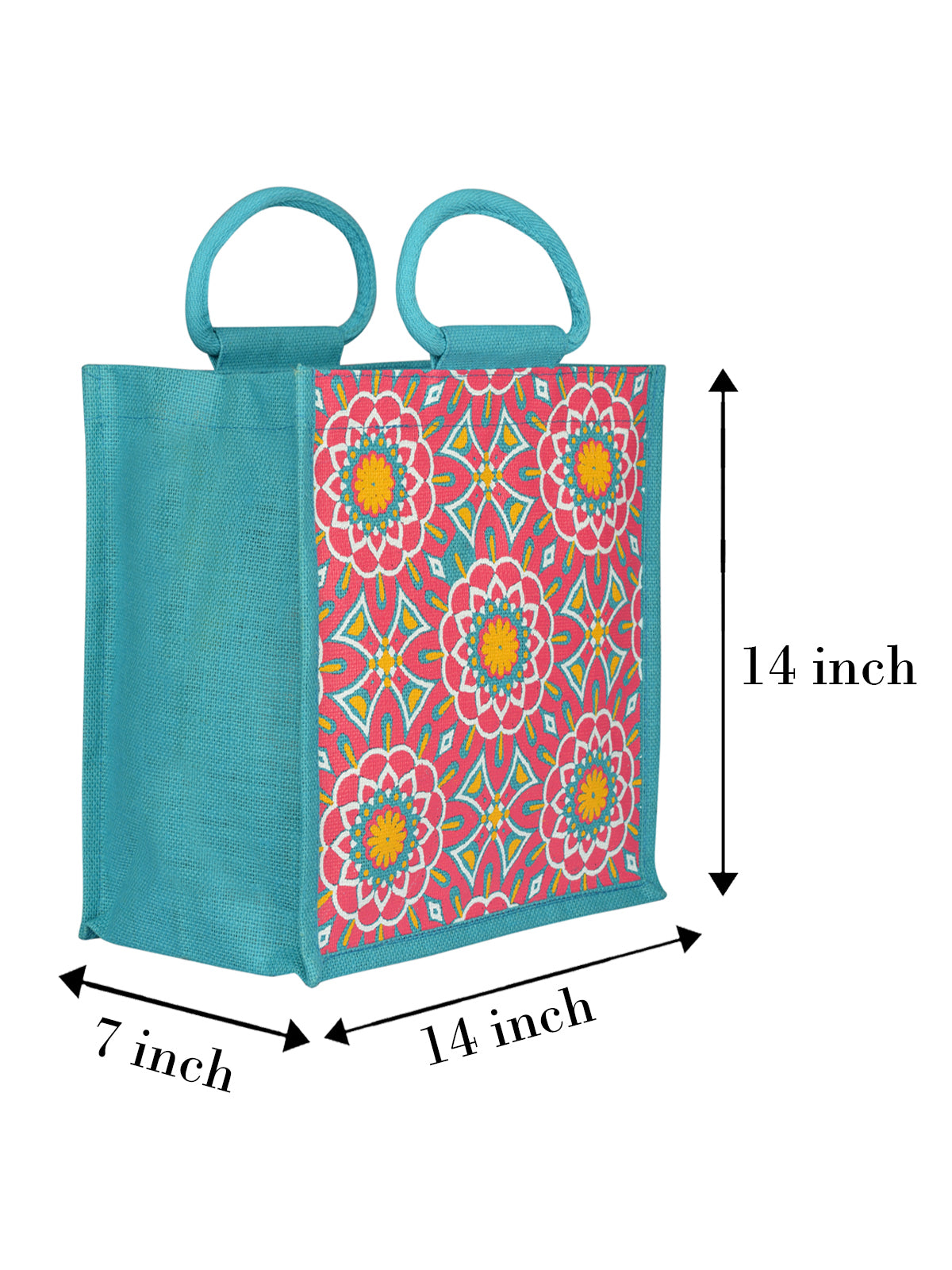 14 X 14 X 7 - MUGHAL PRINT ZIPPER (B-189-TURQUOISE BLUE)