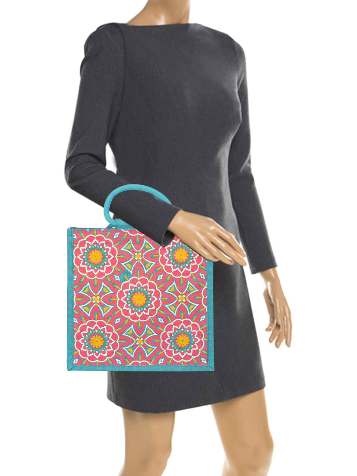 14 X 14 X 7 - MUGHAL PRINT ZIPPER (B-189-TURQUOISE BLUE)