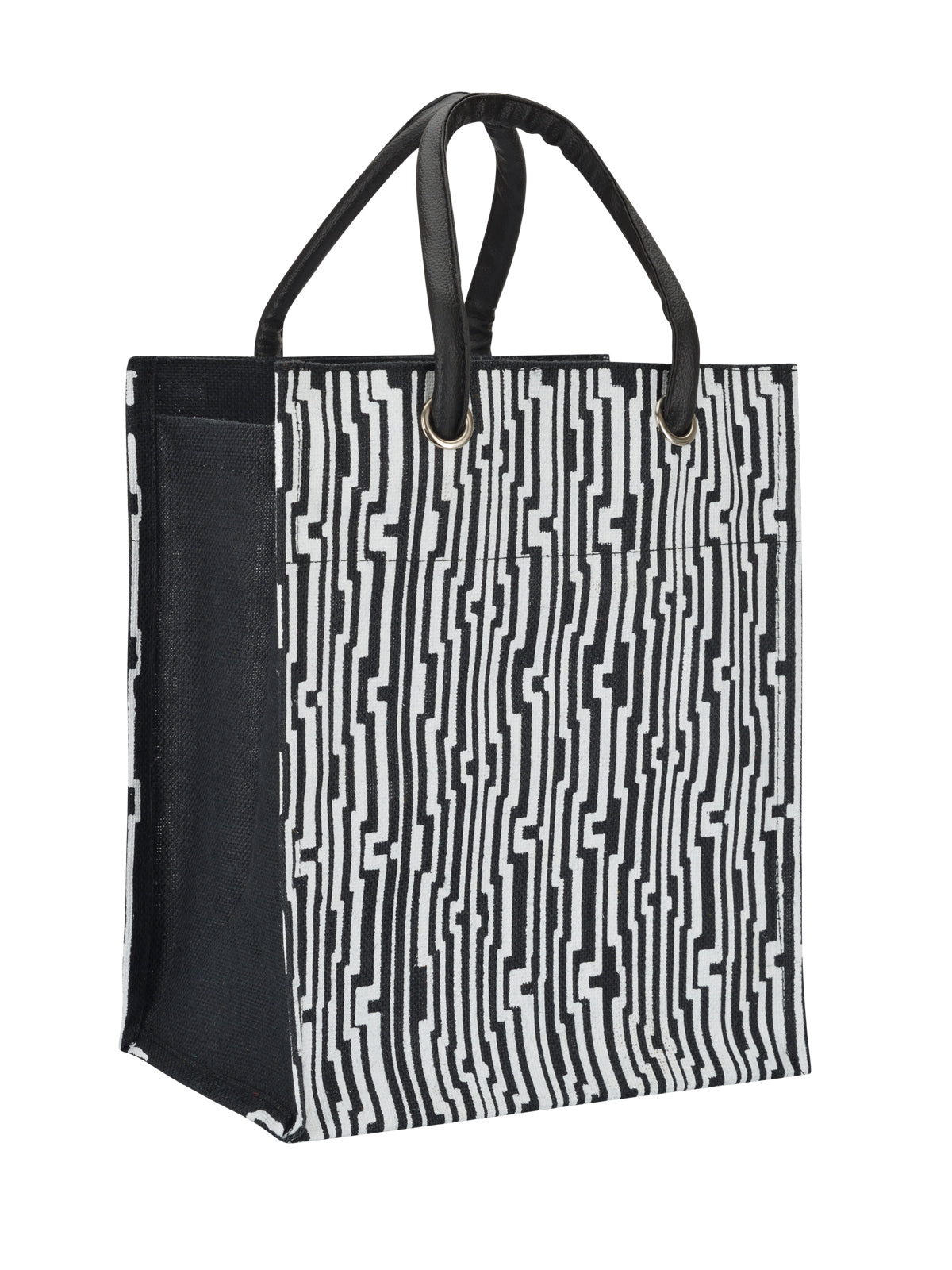 14 X 12 X 8 - BIG EYELET GEOMETRIC PRINT LUNCH WITH BOTTOM BOARD (B-134-BLUE/GREEN)