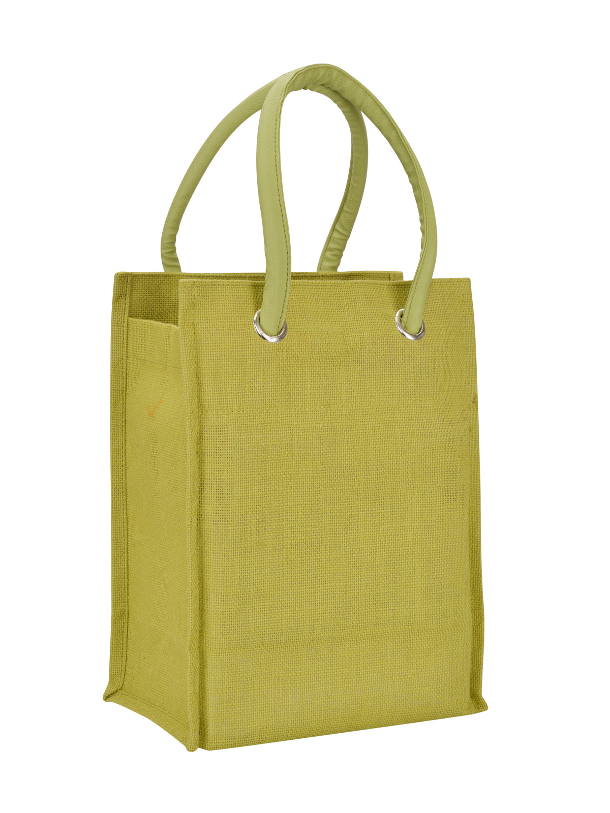 JUTE COTTAGE BIG EYELET PLAIN LUNCH BAG, SUSTAINABLE, ECO-FRIENDLY, 100% GENUINE JUTE, STYLISH (BROWN 13X10X7)