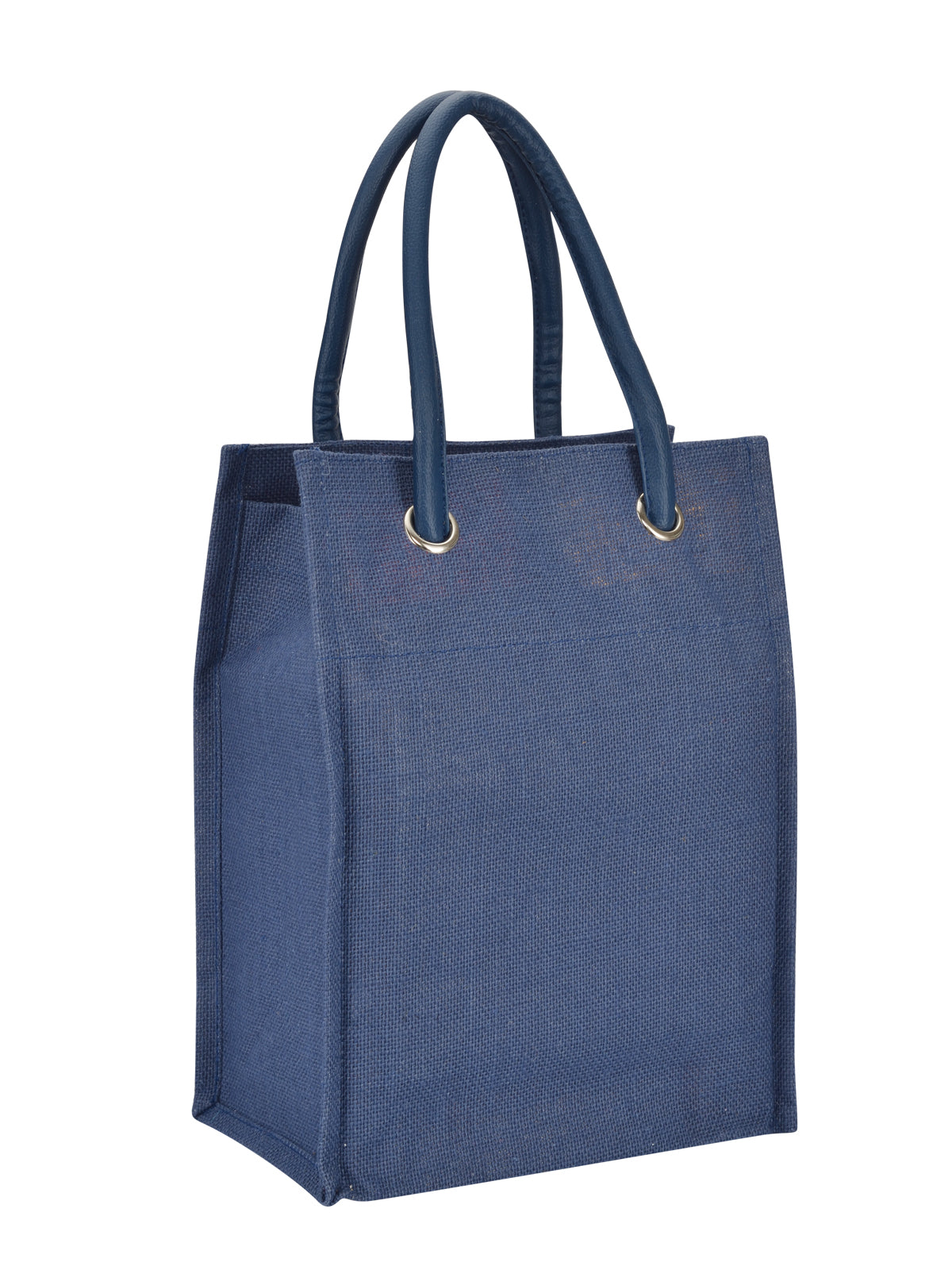 JUTE COTTAGE BIG EYELET PLAIN LUNCH BAG, SUSTAINABLE, ECO-FRIENDLY, 100% GENUINE JUTE, STYLISH (BROWN 13X10X7)
