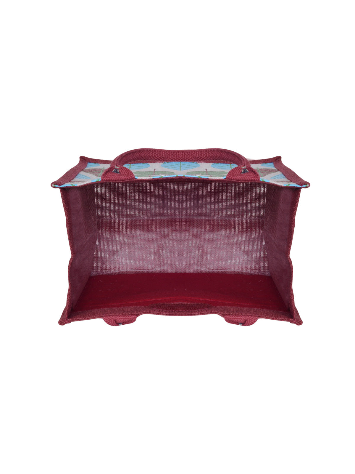 13 X 11 X 7 - FRONT POCKET LEAF PRINT LUNCH BAG (B-166-MAROON/WHITE)