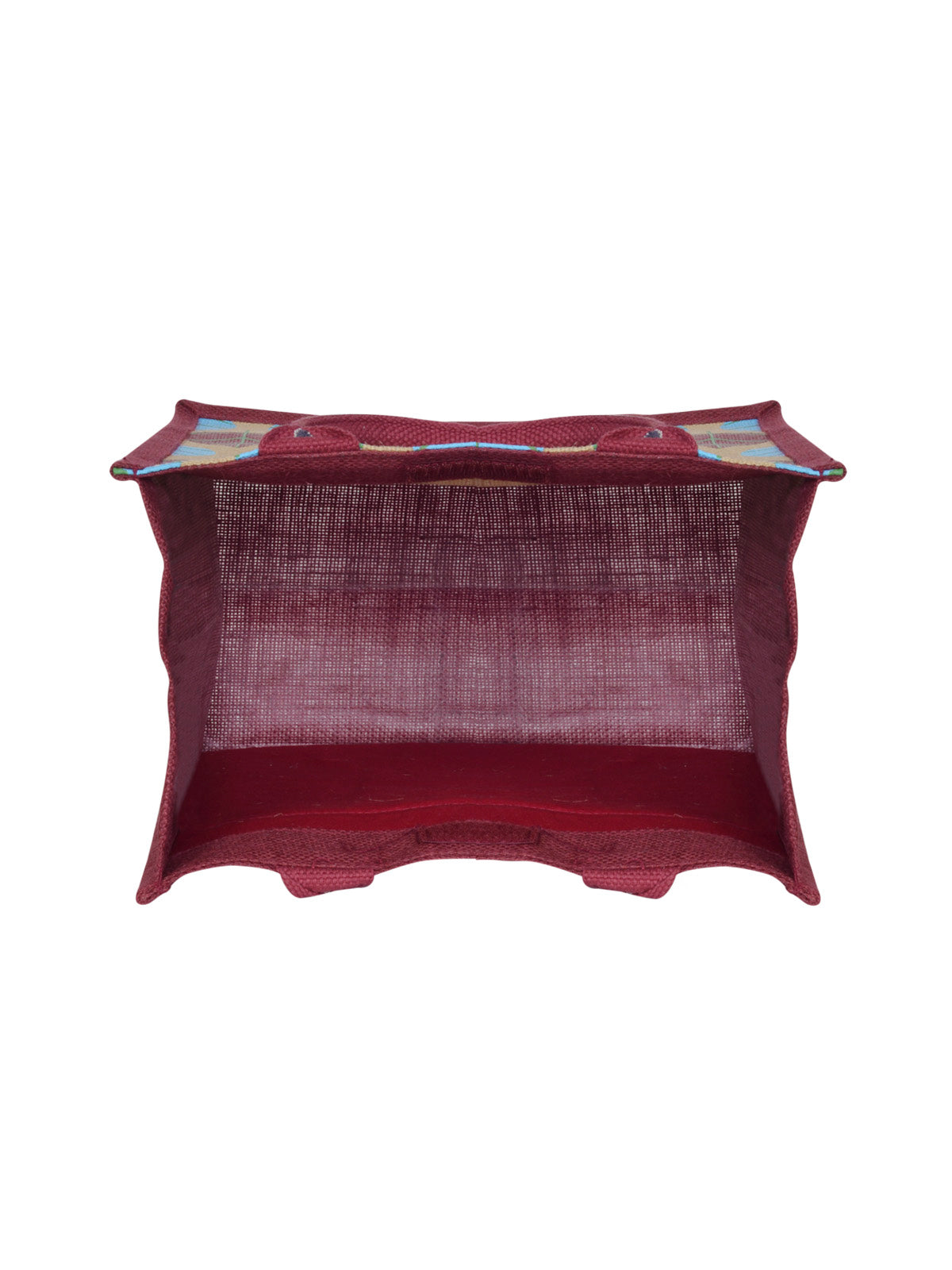 13 X 11 X 7 - FRONT POCKET LEAF PRINT LUNCH BAG (B-166-MAROON/NATURAL)