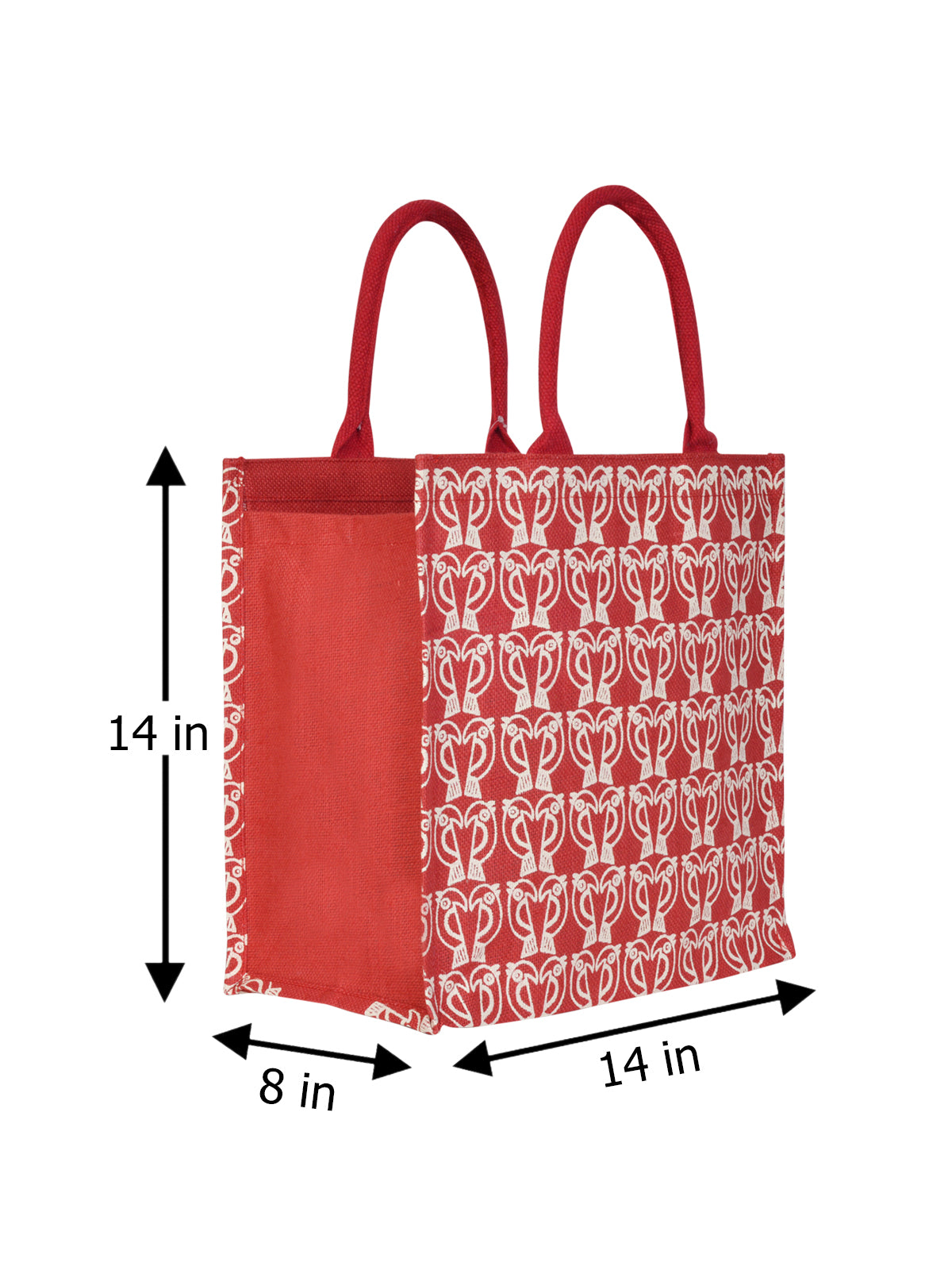 14 X 14 X 7 - PARROT PRINT ZIPPER (B-101-RED)