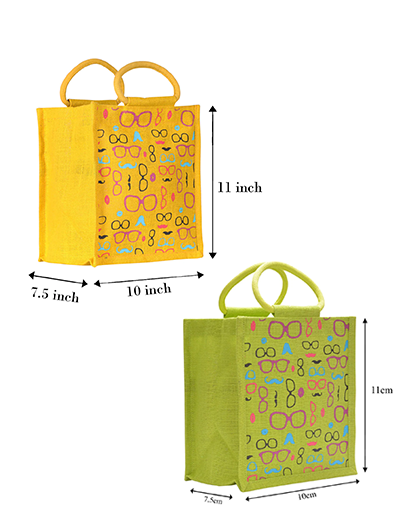 Combo of 11X10 SPEC MOUSTACHE PRINT ZIPPER (B-201-YELLOW) and 11X10 SPEC MOUSTACHE PRINT ZIPPER (B-201-GREEN)
