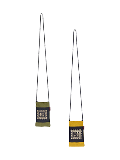 Combo of MOBILE JUTE WARLI PRINT (A-088-YELLOW) and MOBILE JUTE WARLI PRINT (A-088-OLIVE GREEN)