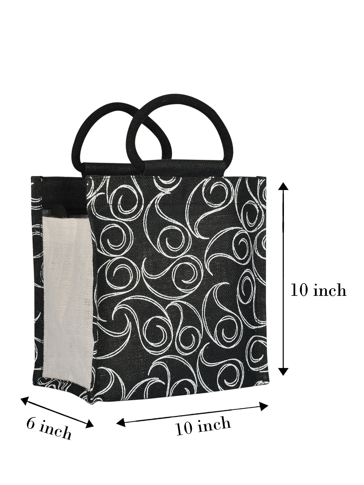 10 X 10 X 6 - ALL OVER ZIPPER LUNCH (B-022-BLACK)